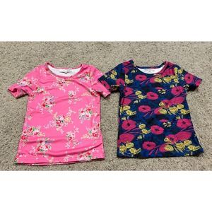 LOT 2 OOPSIE DAISY size 7 Girls Tropical Floral Print Rash Guard tops shirts H23